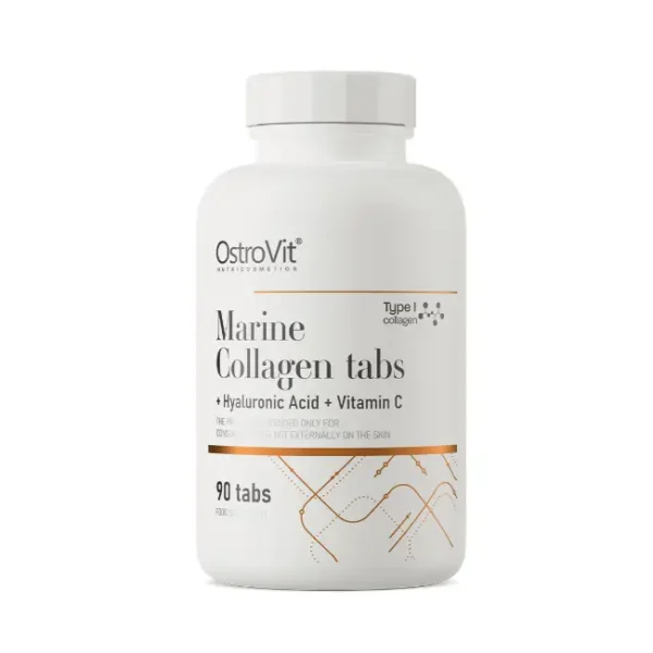 Collagène Marin + Acide Hyaluronique & Vitamine C OstroVit – 90 Comprimés